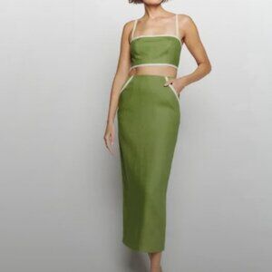 Reformation Elena Linen Two Piece - Avocado